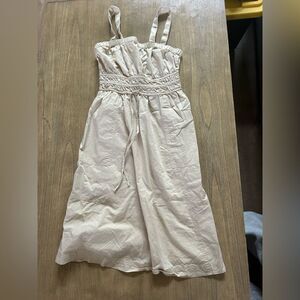 Universal Thread Midi Dress Small Beige Adjustable Straps Pockets A-Line